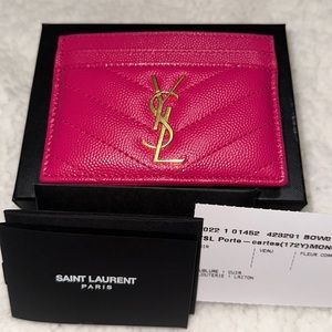 YSL Saint Laurent Card Holder Fuchsia